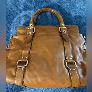 Michael Kors Cognac Leather Satchel with Gold Hardware